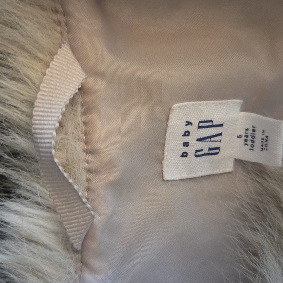 GAP Kids Faux Fur Jacket - Off-White/ Grey - Picture 2 of 7